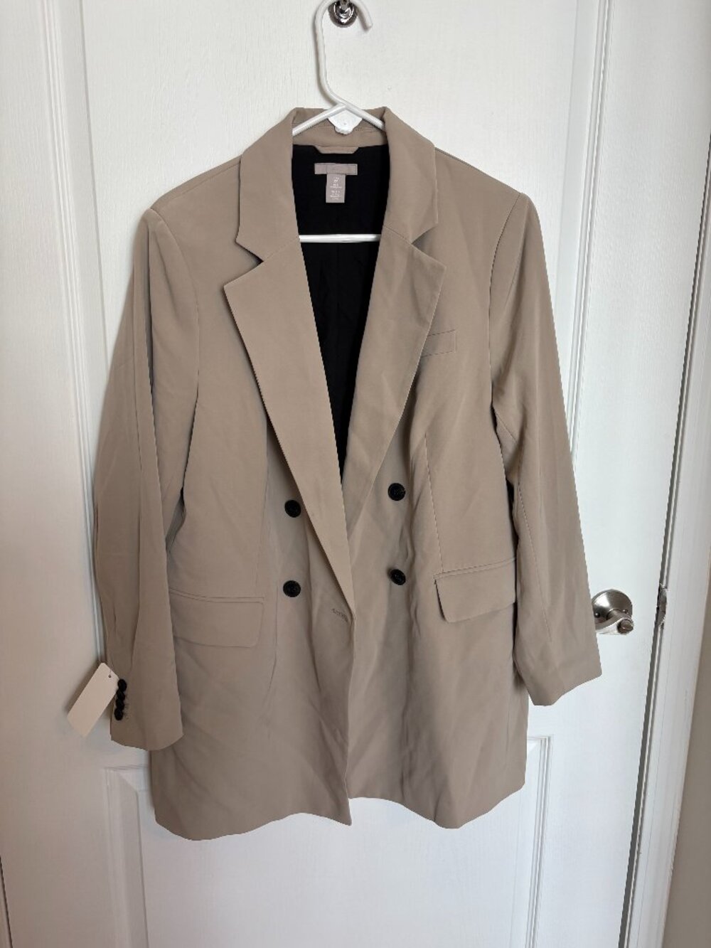 H&M Modern Classic Double Breasted Blazer L Light Beige NWT